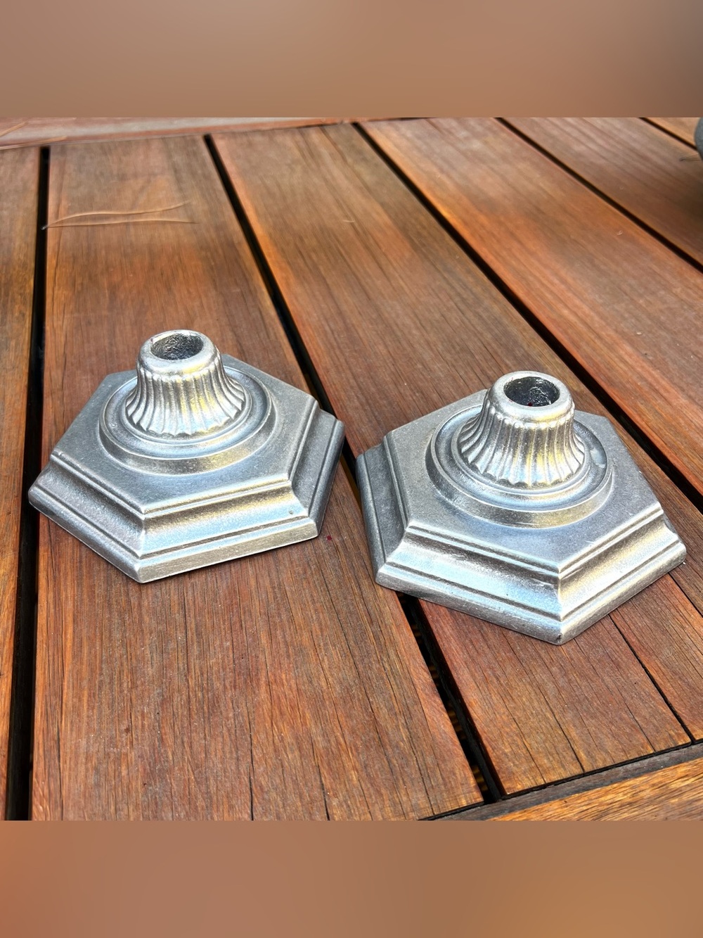 Vintage Wilton Pewter Candlesticks Taper Candle Holders Set of Two Ornate